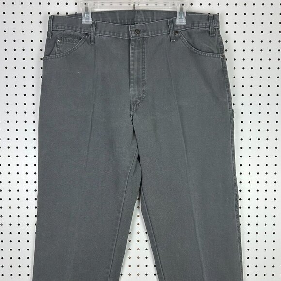 Dickies Carpenter Pants 38x32 Gray Work Wear Tactical Wide Leg Canvas Cotton Y2K - Picture 5 of 6
